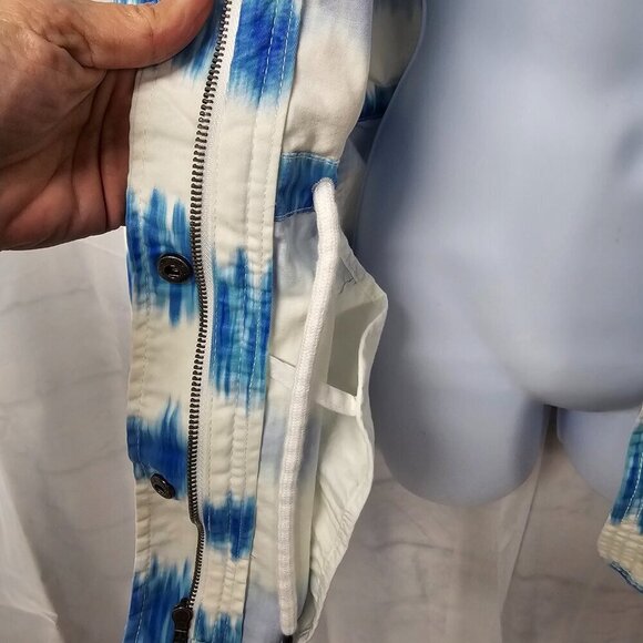 Style & Co Blue White Grungy Striped Utility Jacket Beach M - Picture 4 of 15